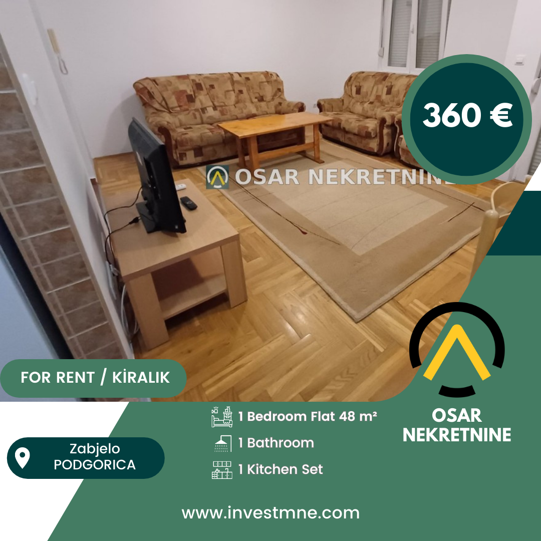 Podgorica _ Zabjelo _ Daire _ 1 ODA _ 48 m² _ 2. KAT _ Mobilyalı