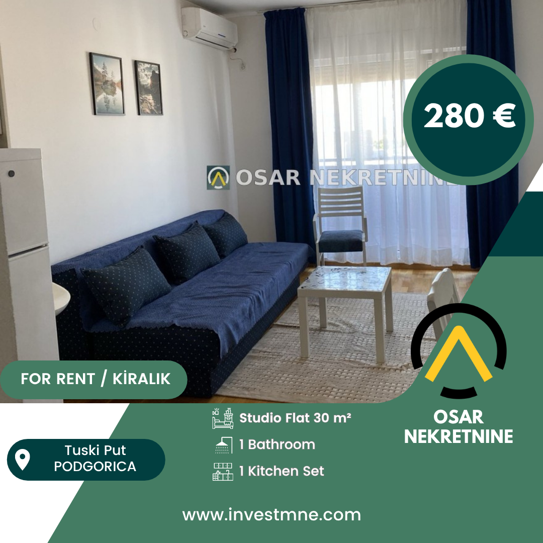 Podgorica _ Tuski Put _ Daire _ Studio ODA _ 30 m² _ 5. KAT _ Mobilyalı