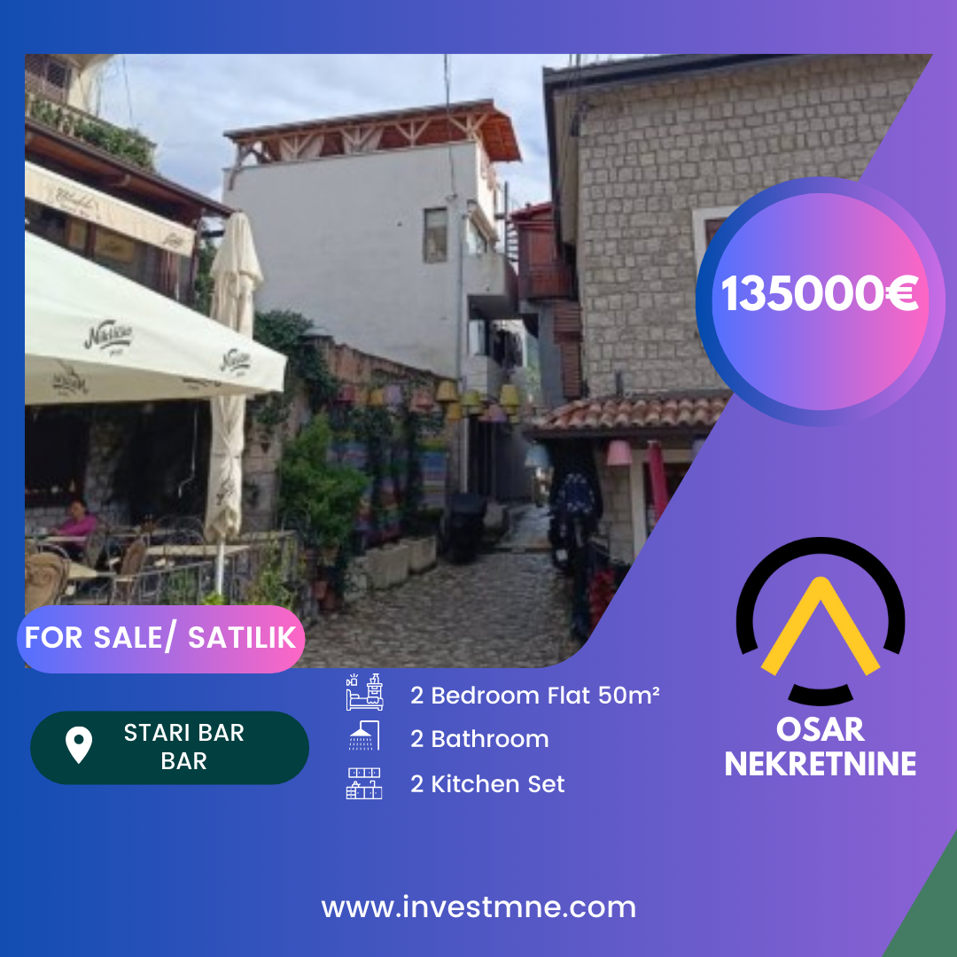 Bar _ Stari Bar _ Daire _ 2 ODA _ 45 m² _ 2. KAT _ Mobilyalı